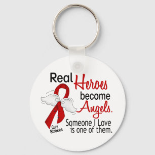 Real Heroes Become Angels Stroke Key Ring