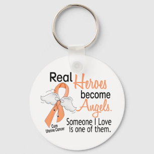 Real Heroes Become Angels Uterine Cancer Key Ring