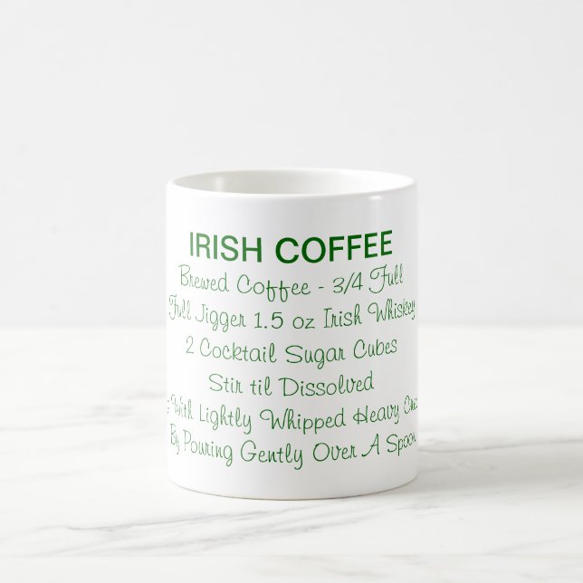 Real Irish Whiskey Recipe Drink Shamrocks Coffee Mug (Center)
