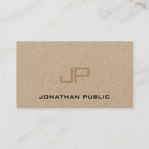 Real Kraft Paper Elegant Monogram Modern Simple Business Card
