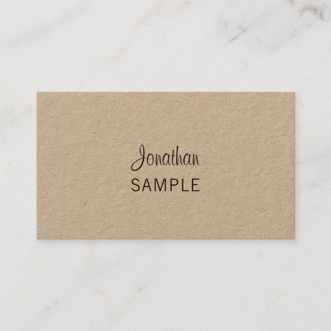 Real Kraft Paper Elegant Script Modern Unique Fine Business Card (Front)