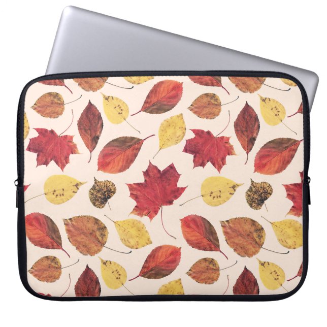 Real leaves photo, unique seamless pattern. laptop sleeve (Front)