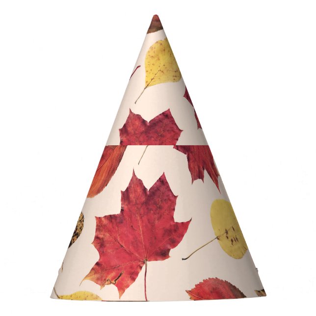 Real leaves photo, unique seamless pattern. party hat (Front)