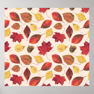 Real leaves photo, unique seamless pattern. poster