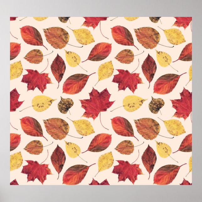 Real leaves photo, unique seamless pattern. poster (Front)