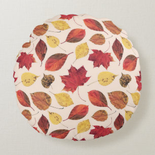 Real leaves photo, unique seamless pattern. round cushion