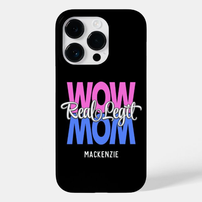 Real Legit Wow Mum Print (Pink, Blue & White) Case-Mate iPhone Case (Back)