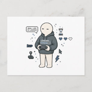 Real Life Is Lagging Funny Gamer Meme Postcard