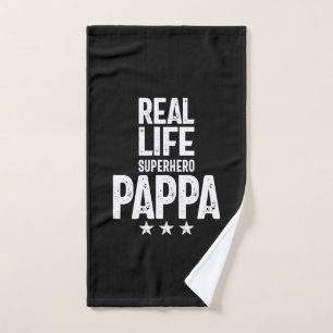 Real Life Superhero Pappa Father Gift Hand Towel