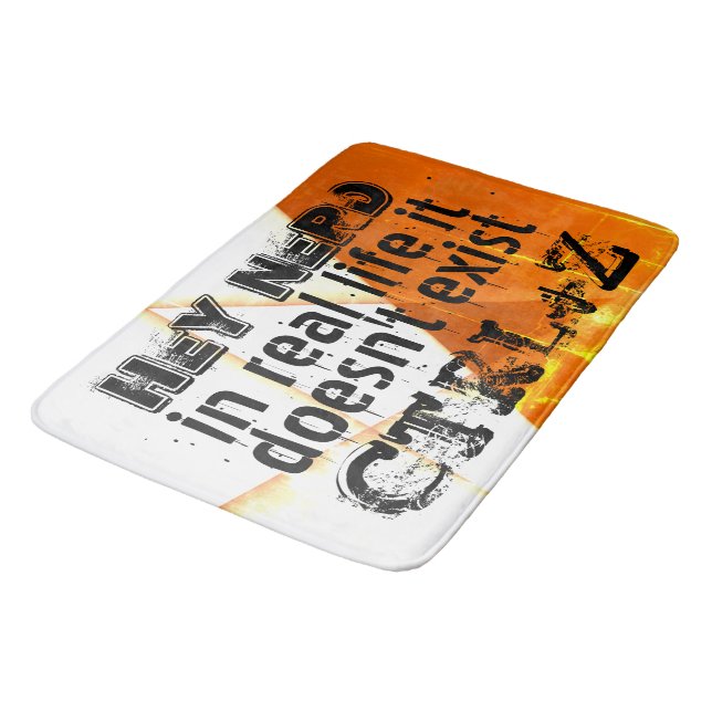 Real life there is no undo, nerd version - orange  bath mat (Angled)