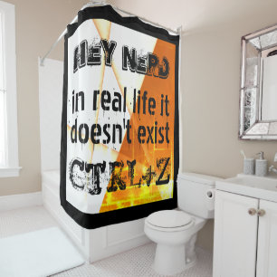 Real life there is no undo, nerd version - orange shower curtain