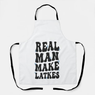 Real Man Make Latkes Funny Groovy Hanukkah  Apron