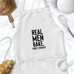 Real Men Bake Personalised Baking Apron For Men<br><div class="desc">Real Men Bake Personalised Baking Apron For Men. Funny chef apron with a funny cooking humour quote. Personalise this custom cook humour design with your own name or text.</div>