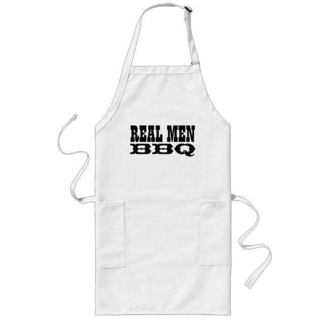 Real Men BBQ | Big long barbecue aprons for men (Front)
