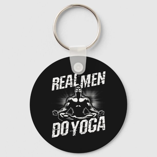 Real Men Do Yoga Funny Yoga Pose  Key Ring (Front)