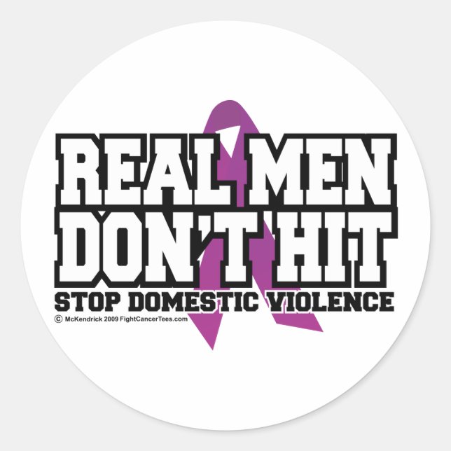 Real Men Don't Hit Classic Round Sticker (Front)