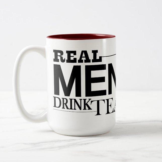 Real Men Drink Tea Two-Tone Coffee Mug (Left)