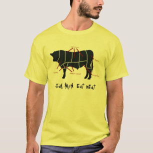 Real Men Eat Meat! Funny  Beef Cuts Butcher Chart T-Shirt