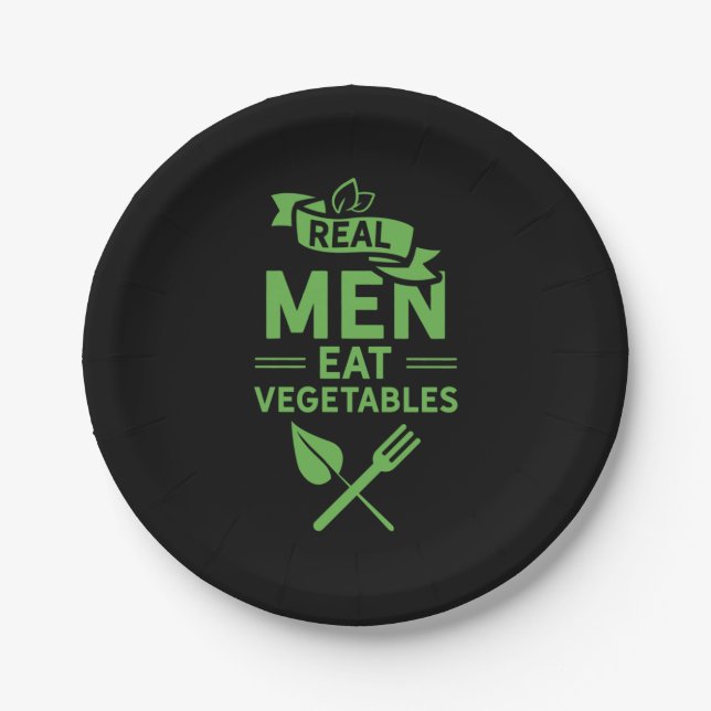 Real Men Eat Vegetables Paper Plate (Front)