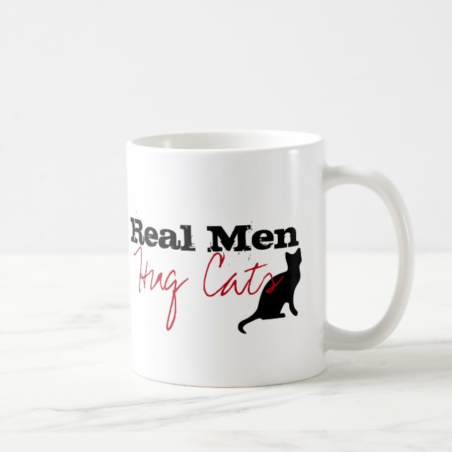 Real Men Hug Cats Kitty Love Funny Coffee Mug (Right)