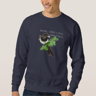 Real Men Like Magpies Bird Humour Watercolor Magpi Sweatshirt