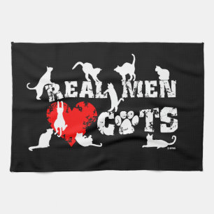 Real men love cats, cats have 9 lives tea towel