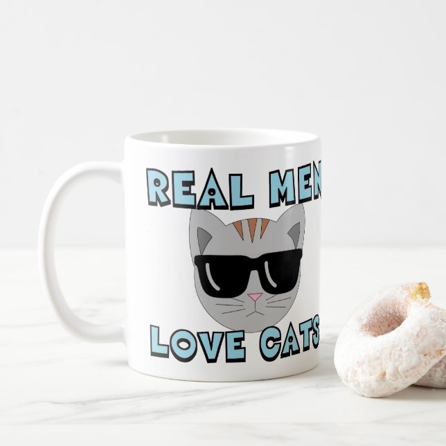 REAL MEN LOVE CATS COFFEE MUG (With Donut)