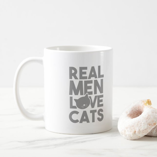 Real Men Love Cats Coffee Mug (With Donut)