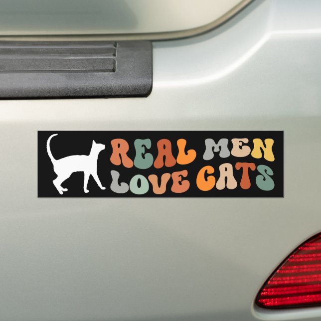 Real Men Love Cats Funny Bumper Sticker (On Car)