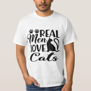 Real Men Love Cats Funny Cat Dad Graphic T-Shirt