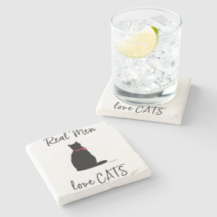 Real-Men-love-Cats, Graphic Cool Stone Coaster