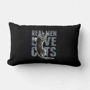 Real Men Love Cats in Distressed Style Lumbar Cushion
