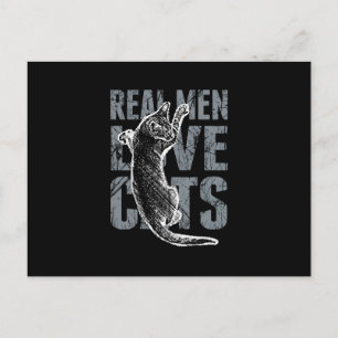 Real Men Love Cats in Distressed Style Postcard