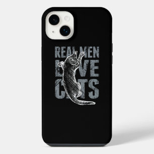 Real Men Love Cats in Grunge Style Black iPhone 14 Plus Case
