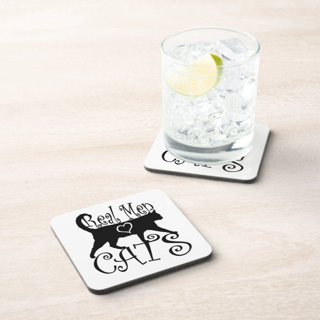 Real Men Love Cats in Stylish Design Coaster (Right Side)