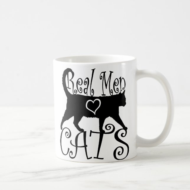 Real Men Love Cats in Stylish Design Coffee Mug (Right)