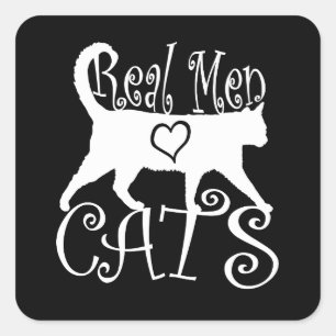 Real Men Love Cats Jazzy Style Square Sticker