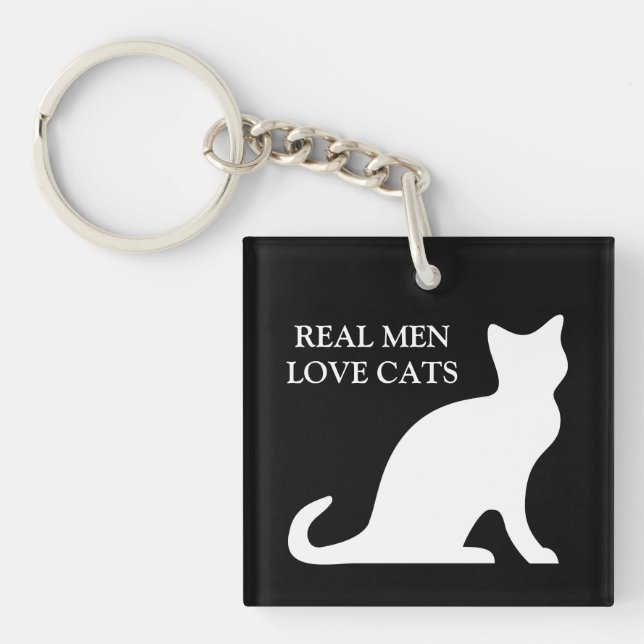 Real men love cats keychain (Front)