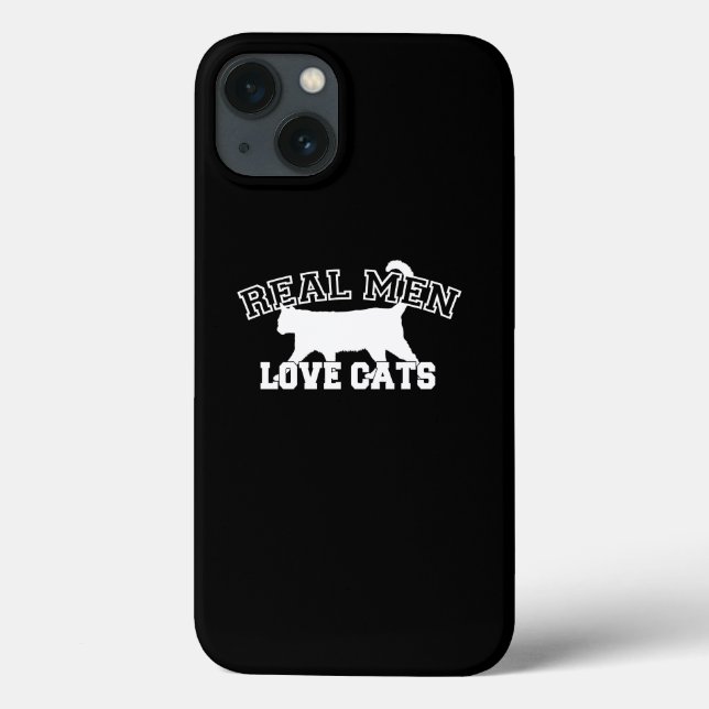 Real Men Love Cats on black background Case-Mate iPhone Case (Back)