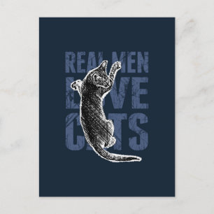Real Men Love Cats on blue steel Postcard