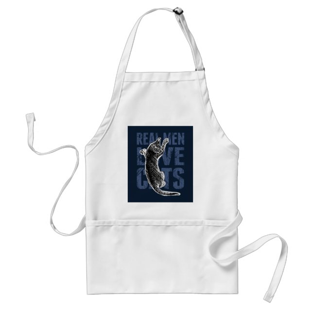 Real Men Love Cats on blue steel Standard Apron (Front)