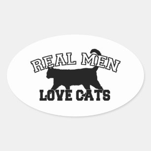 Real Men Love Cats Oval Sticker