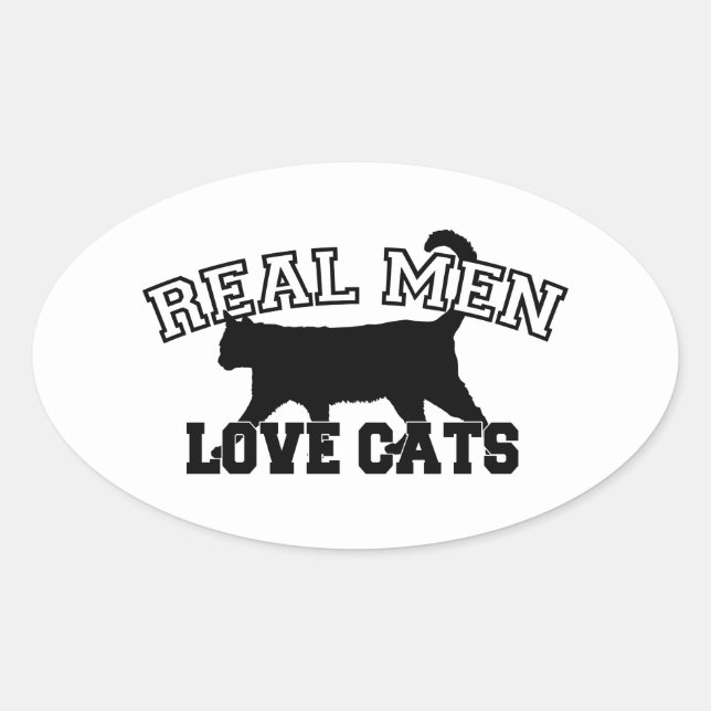 Real Men Love Cats Oval Sticker (Front)