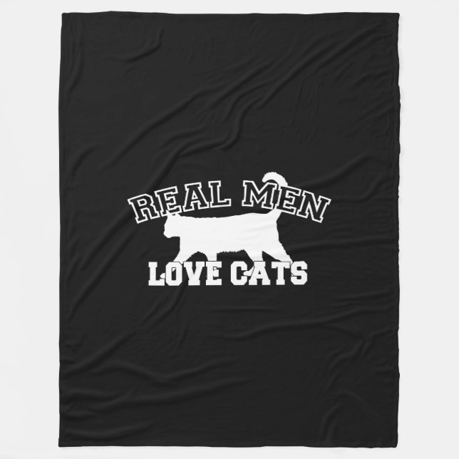 Real Men Love Cats Statement Fleece Blanket (Front)