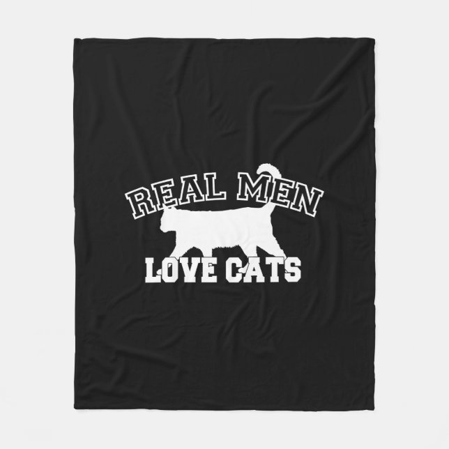 Real Men Love Cats Statement Fleece Blanket (Front)