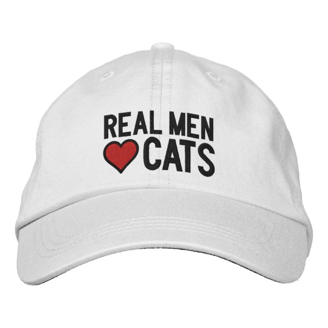 Real Men Love Cats Stitches Embroidered Hat (Front)