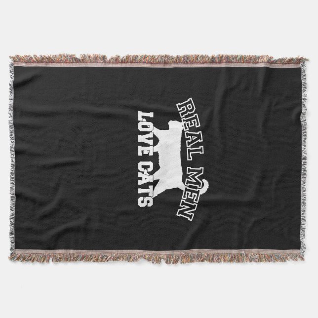 Real Men Love Cats This one is white Throw Blanket (Front)