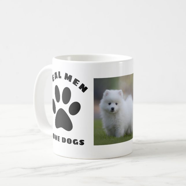 Real Men Love Dogs Custom Text Personalised Photo Coffee Mug (Front Left)