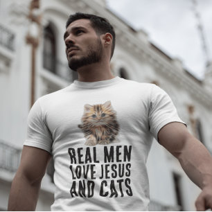 REAL MEN LOVE JESUS AND CATS, CHRISTIAN T-SHIRTS