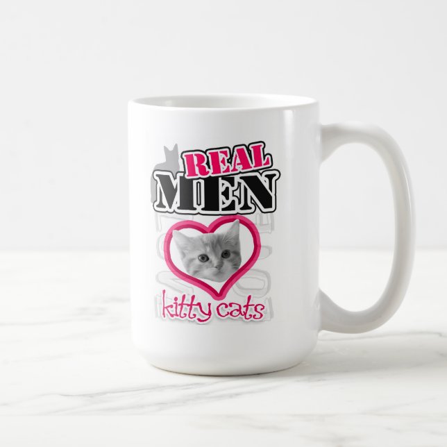 Real men love kitty cats - PINK Coffee Mug (Right)
